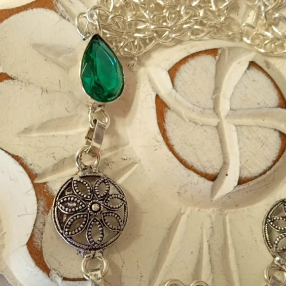 STERLING SILVER COPPER LAPIS LAZULI, TOURMALINE GEMSTONE NECKLACE - Picture 4 of 4